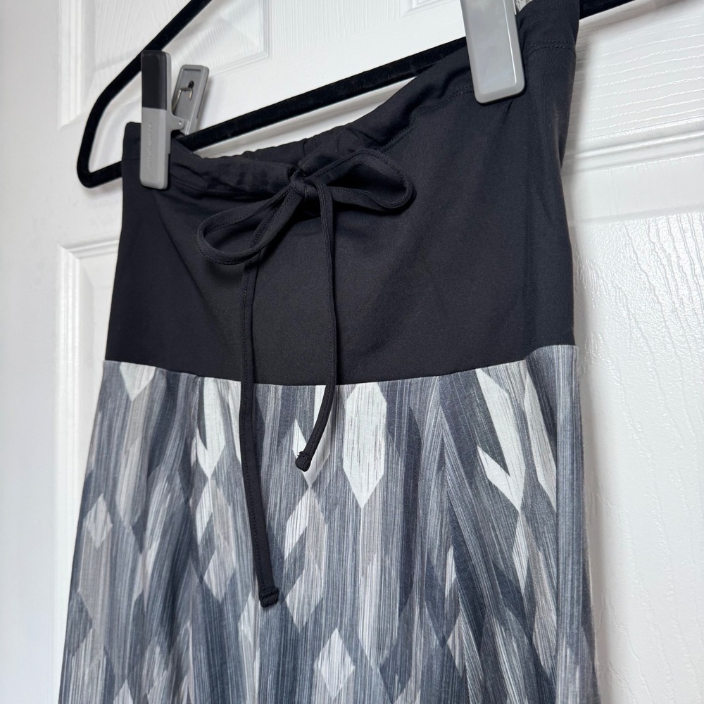 Prana Strapless Dress Women Grey Geometric Diamond Print Black Yoga Comfort M - Picture 2 of 9